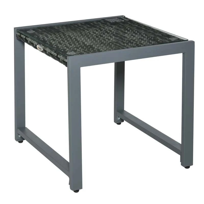 Outsunny Rattan Side Table - 500mm - Grey - 867-033 - Image 3