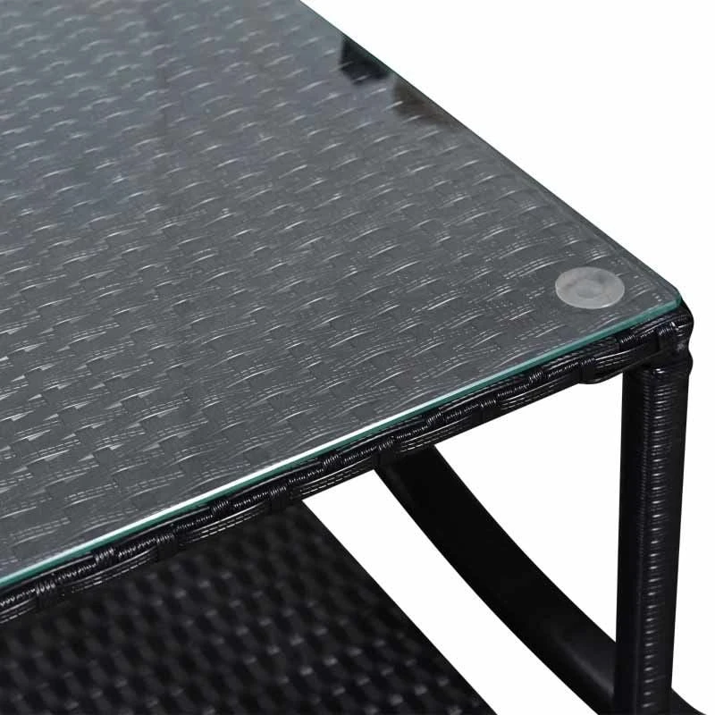 Outsunny 2 Seater Rattan Rocking Bistro Set With Cushion -Black / Beige - 867-036 - Image 2