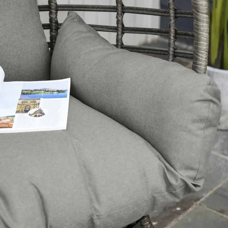 Outsunny Teardrop PE Rattan Egg Chair - Grey - 867-047V70GY - Image 10