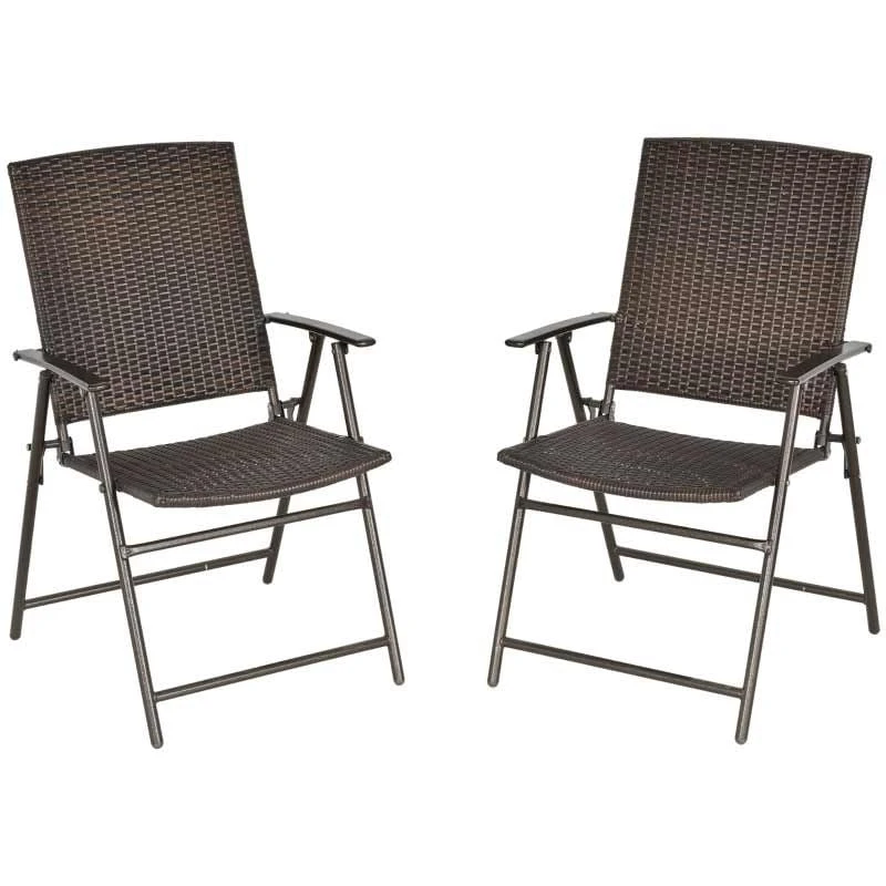 Outsunny 2 Piece Steel Rattan Bistro Set With Armrest - Brown - 867-070 - Image 10