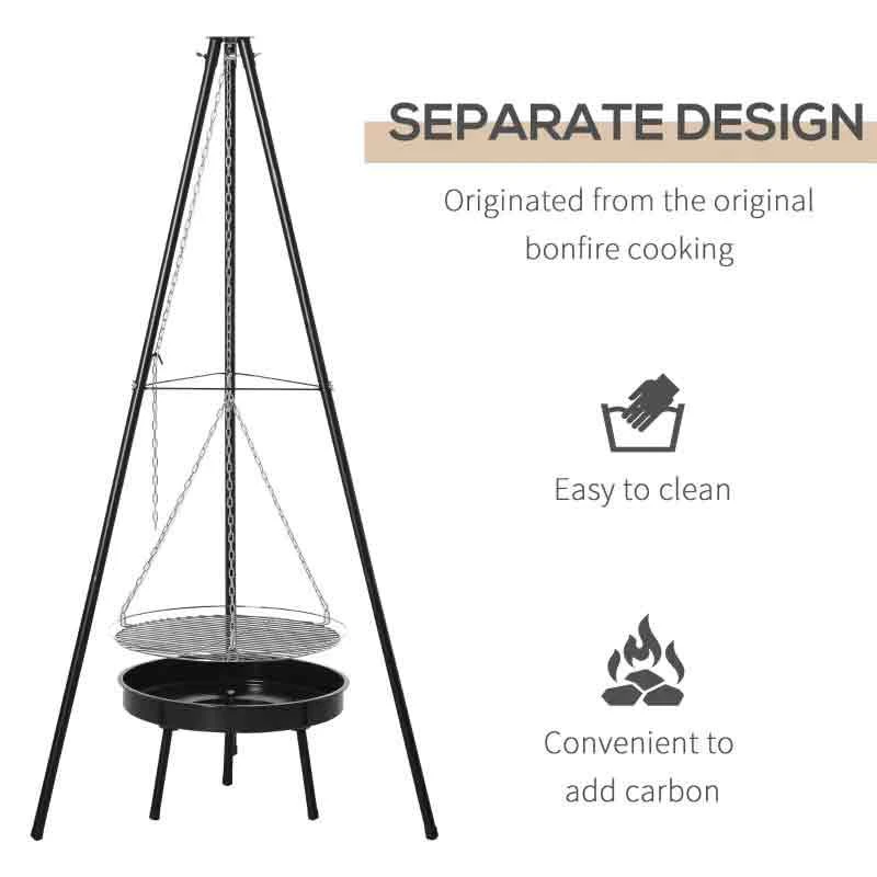 Outsunny Tripod Charcoal BBQ - Black - 01-0566 - Image 9