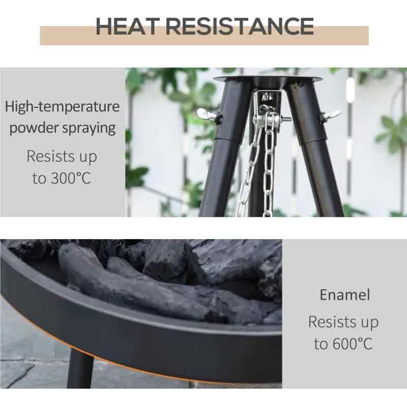 Outsunny Tripod Charcoal BBQ - Black - 01-0566 - Image 8