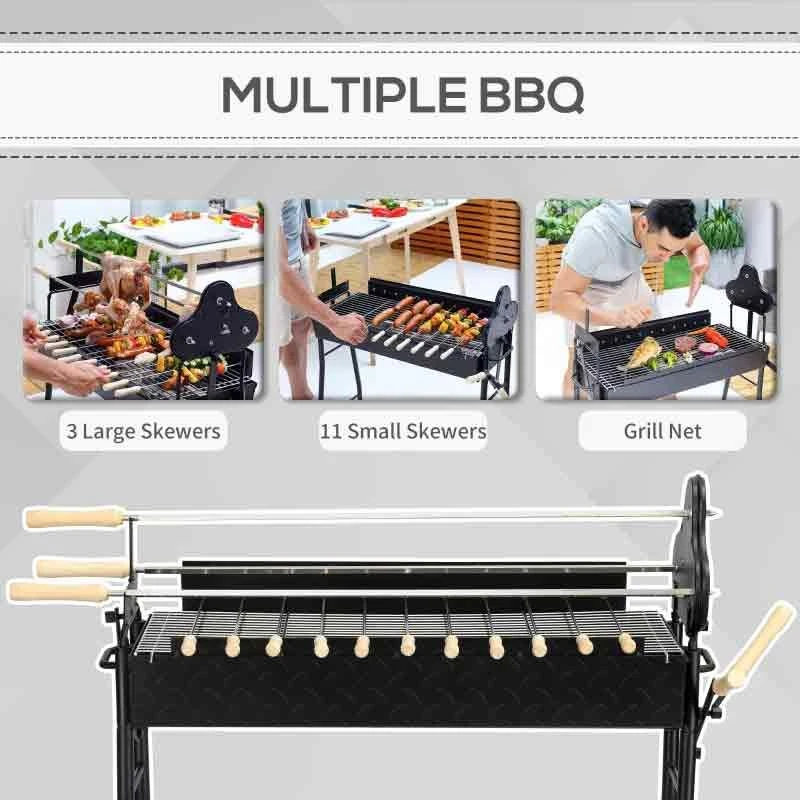 Outsunny Charcoal BBQ Grill With Four Wheels - Black - 01-0567 - Image 9