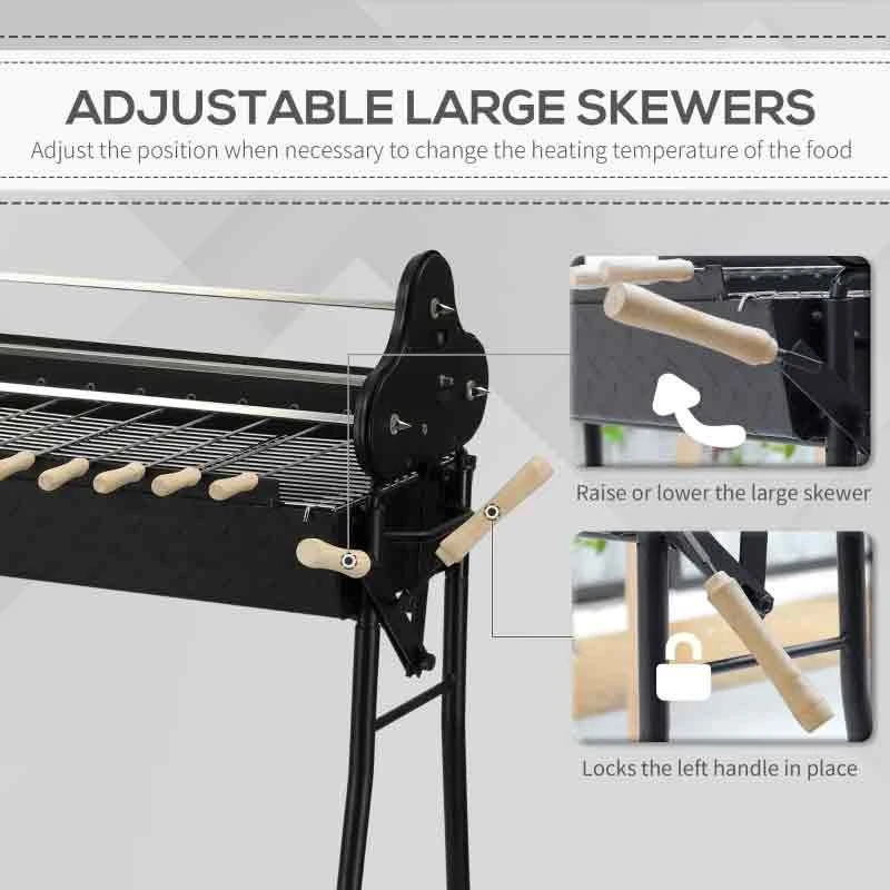 Outsunny Charcoal BBQ Grill With Four Wheels - Black - 01-0567 - Image 8