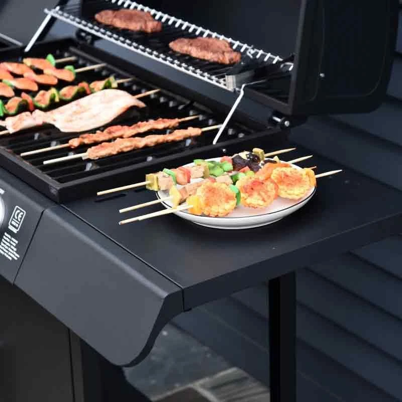 Outsunny 4+1 Deluxe Steel Gas BBQ Grill With Two Wheels - Black - 846-016 - Image 7