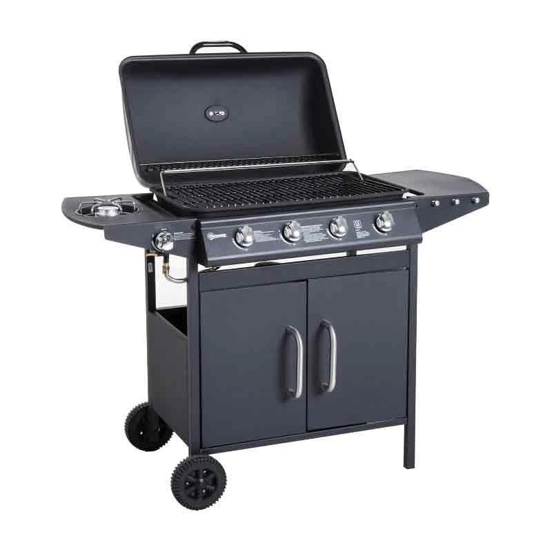 Outsunny 4+1 Deluxe Steel Gas BBQ Grill With Two Wheels - Black - 846-016 - Image 4