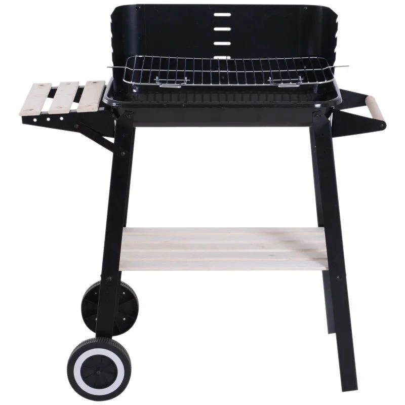 Outsunny Charcoal BBQ Grill With Two Wheels - Black - 846-032 - Image 3