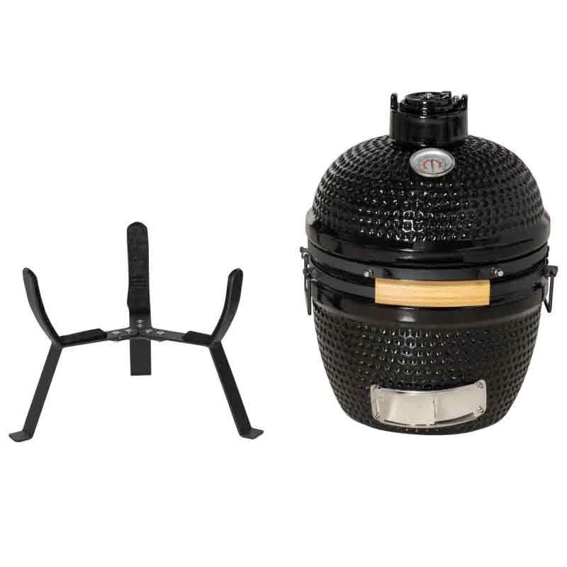 Outsunny Cast Iron Ceramic Kamado Charcoal BBQ Oven - Black - 846-050BK - Image 6