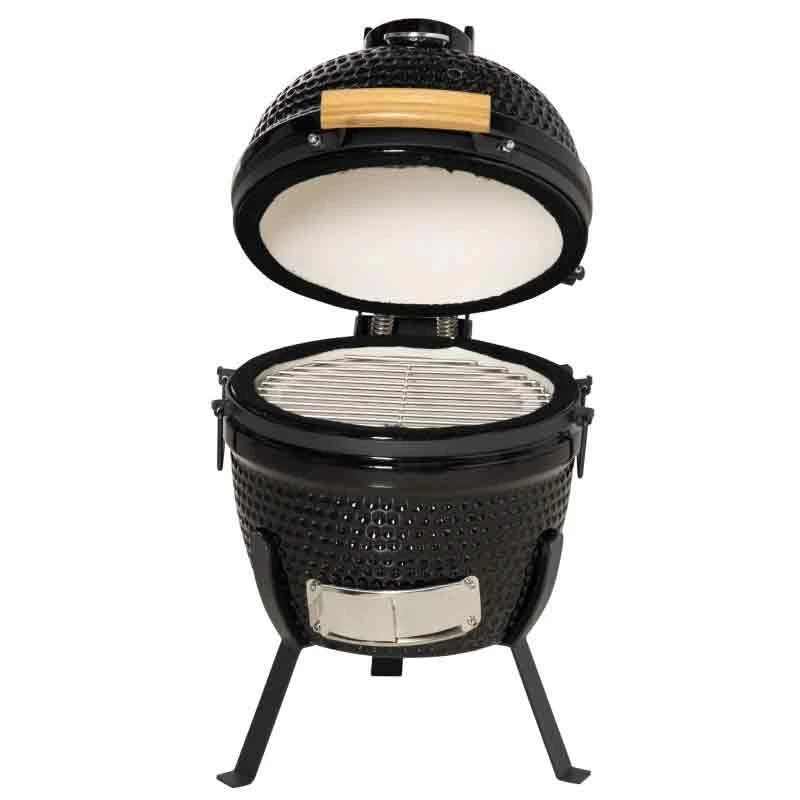 Outsunny Cast Iron Ceramic Kamado Charcoal BBQ Oven - Black - 846-050BK - Image 4