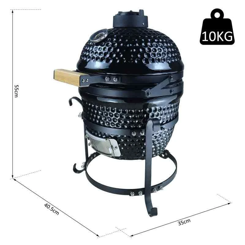Outsunny Cast Iron Ceramic Kamado Charcoal BBQ Oven - Black - 846-050BK - Image 7