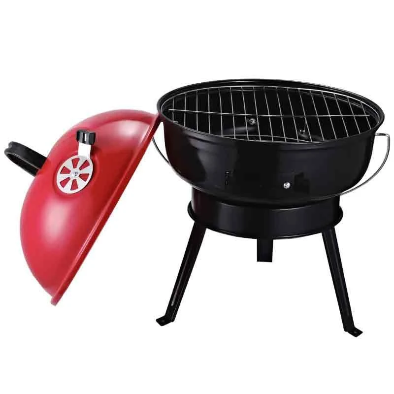 Outsunny Portable Tripod Charcoal BBQ Grill - Black/Red - 846-062RD - Image 3
