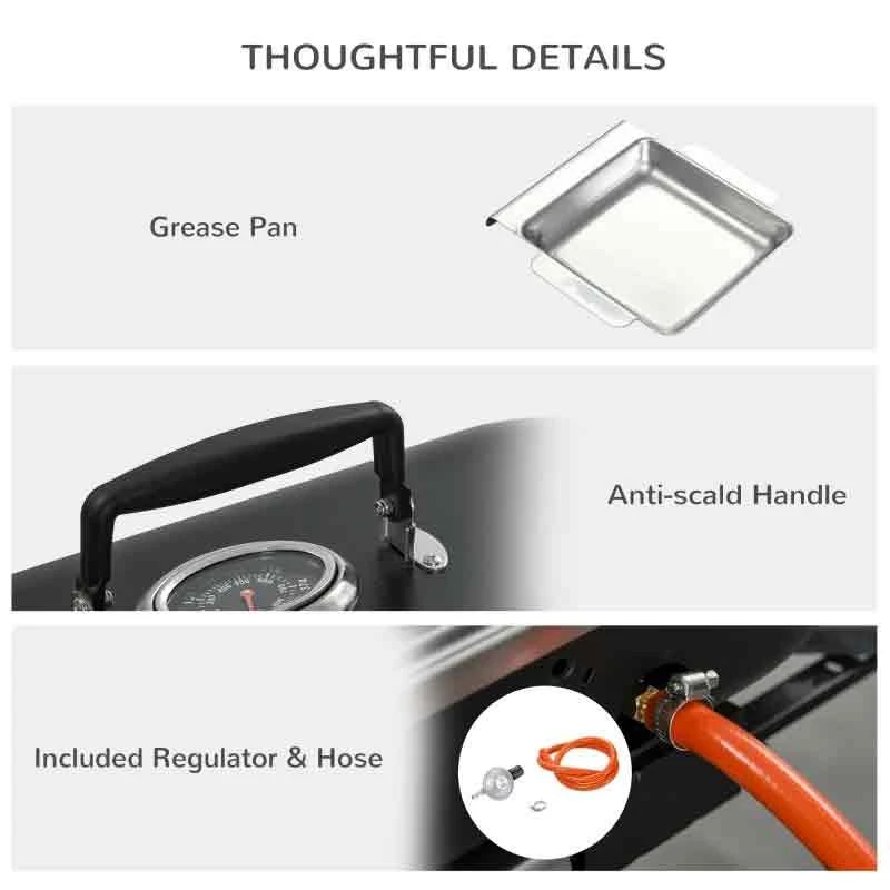 Outsunny Foldable Gas BBQ Grill With Two Burners & Piezo Ignition - Black - 846-072 - Image 9