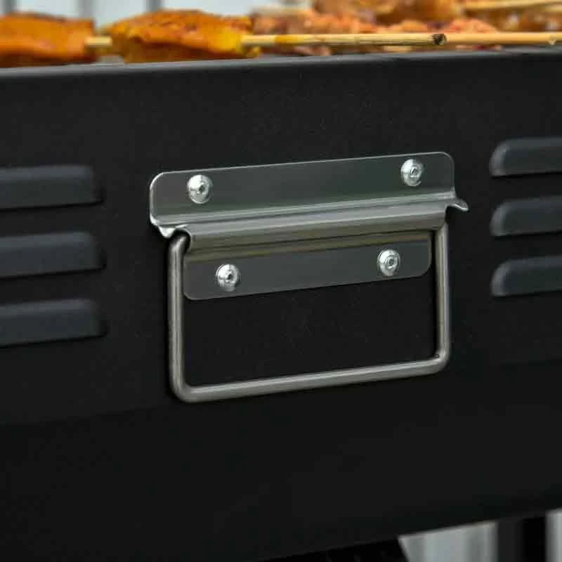 Outsunny Portable Charcoal Grill BBQ With Shelves - Red/Black - 846-076 - Image 5