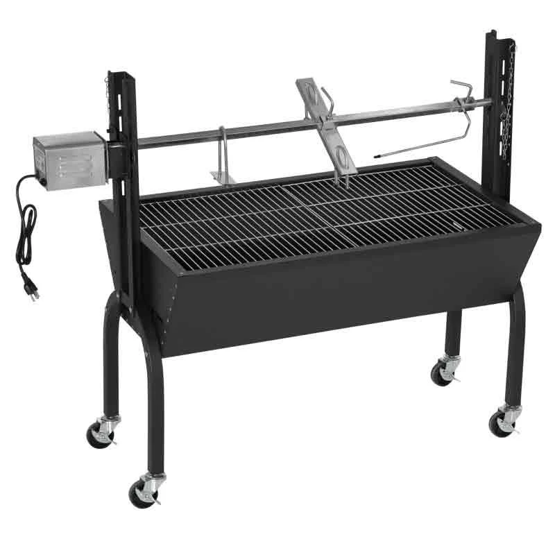 Outsunny Outdoor Electric Charcoal BBQ Rotisserie Grill With Four Wheels - Black - 846-078V70 - Image 4