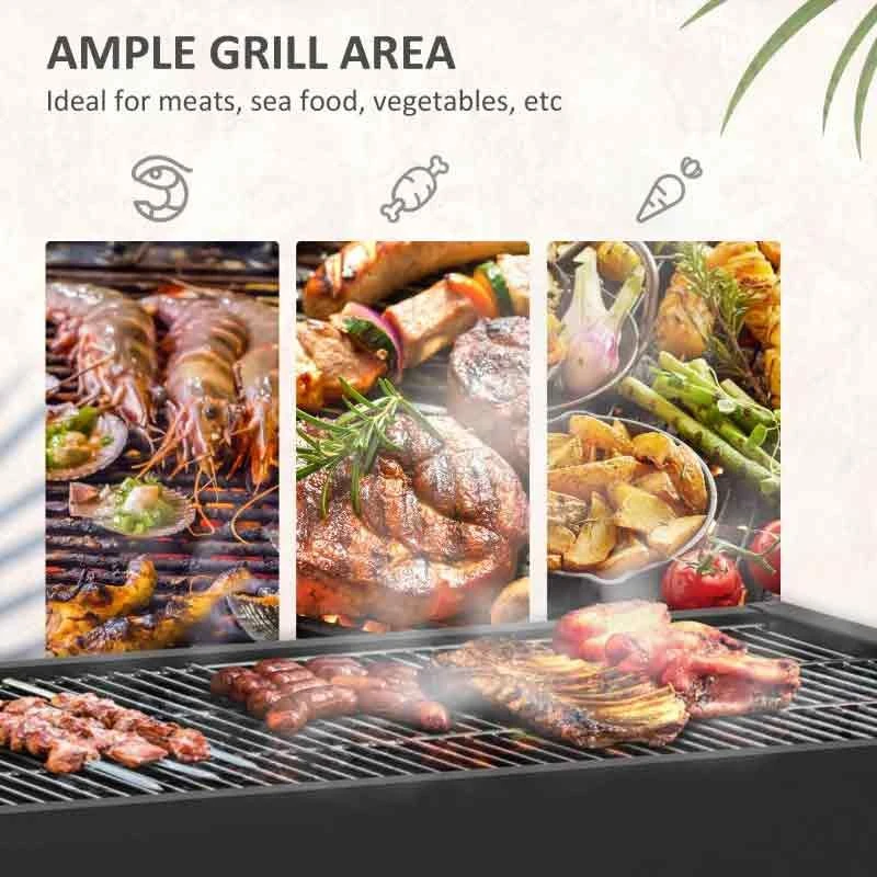 Outsunny Outdoor Electric Charcoal BBQ Rotisserie Grill With Four Wheels - Black - 846-078V70 - Image 10