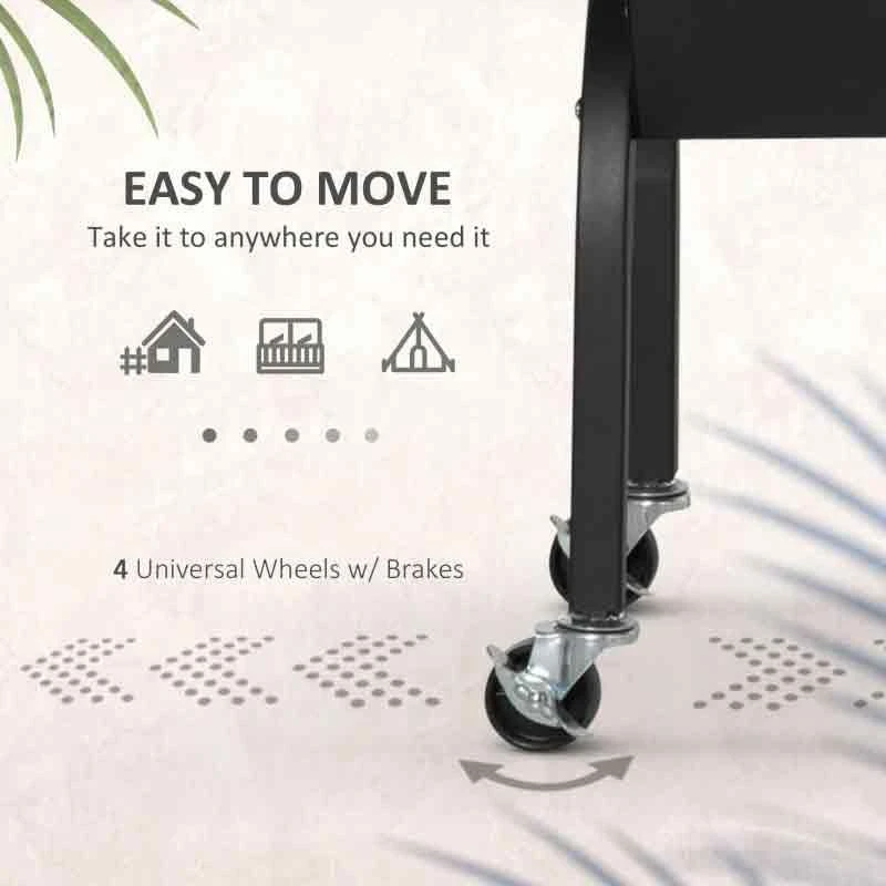 Outsunny Outdoor Electric Charcoal BBQ Rotisserie Grill With Four Wheels - Black - 846-078V70 - Image 8