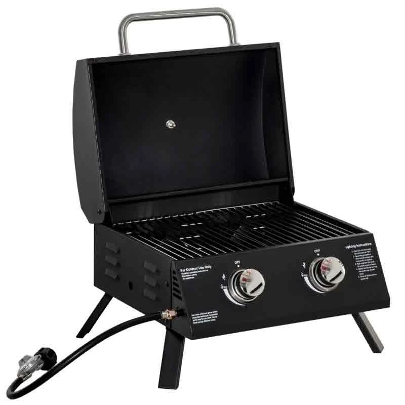Outsunny Foldable Gas BBQ Grill With Two Burners & Thermometer - Black - 846-104V70BK - Image 5