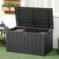 Outsunny 336 Litre Extra Large Outdoor Garden Storage Box - Black - 84G-122V00BK