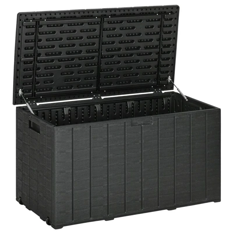 Outsunny 336 Litre Extra Large Outdoor Garden Storage Box - Black - 84G-122V00BK - Image 2