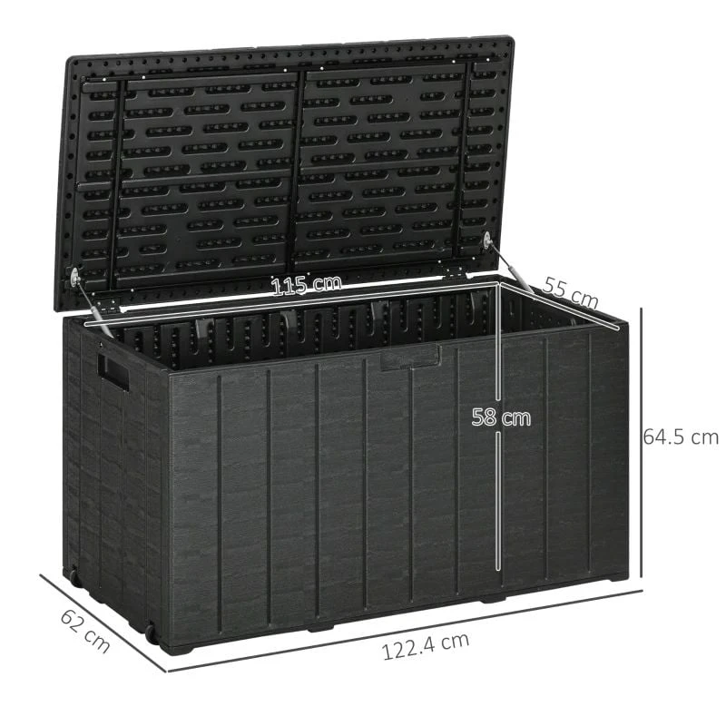 Outsunny 336 Litre Extra Large Outdoor Garden Storage Box - Black - 84G-122V00BK - Image 10