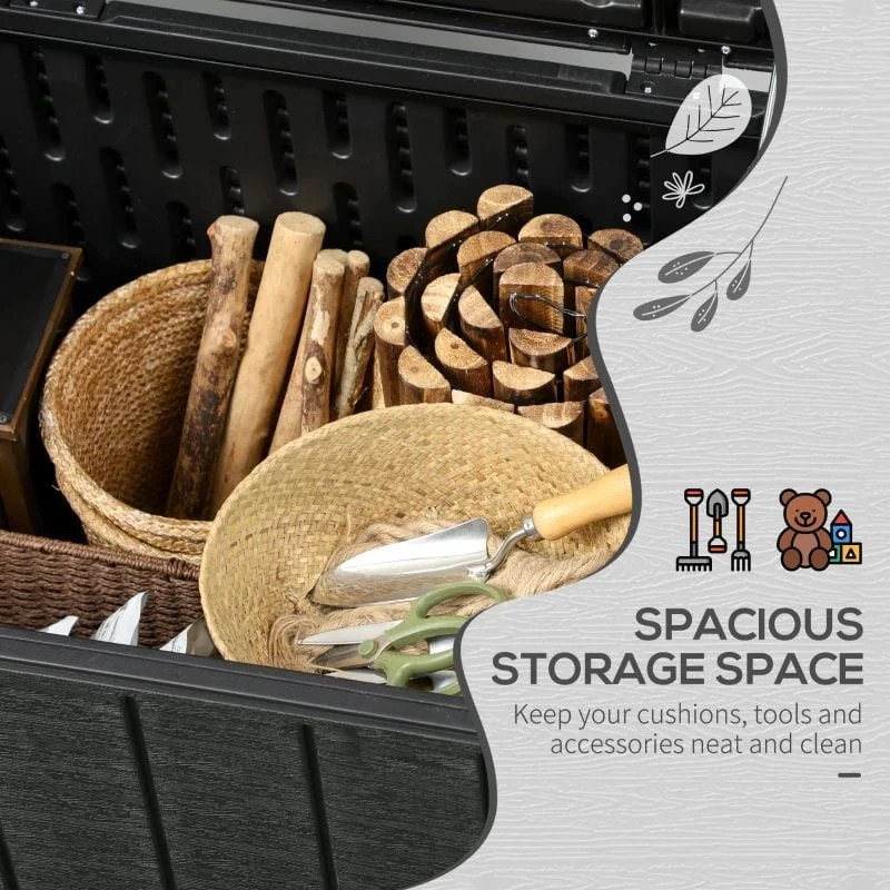 Outsunny 336 Litre Extra Large Outdoor Garden Storage Box - Black - 84G-122V00BK - Image 9