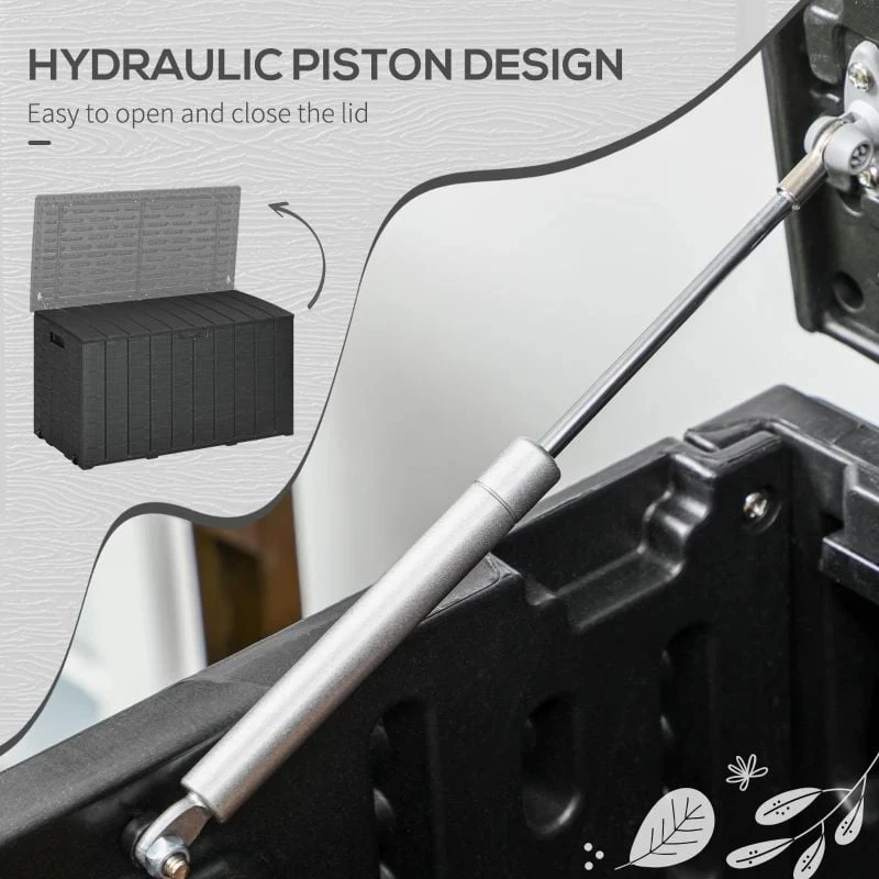 Outsunny 336 Litre Extra Large Outdoor Garden Storage Box - Black - 84G-122V00BK - Image 8