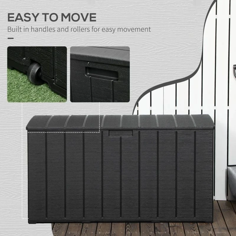 Outsunny 336 Litre Extra Large Outdoor Garden Storage Box - Black - 84G-122V00BK - Image 7