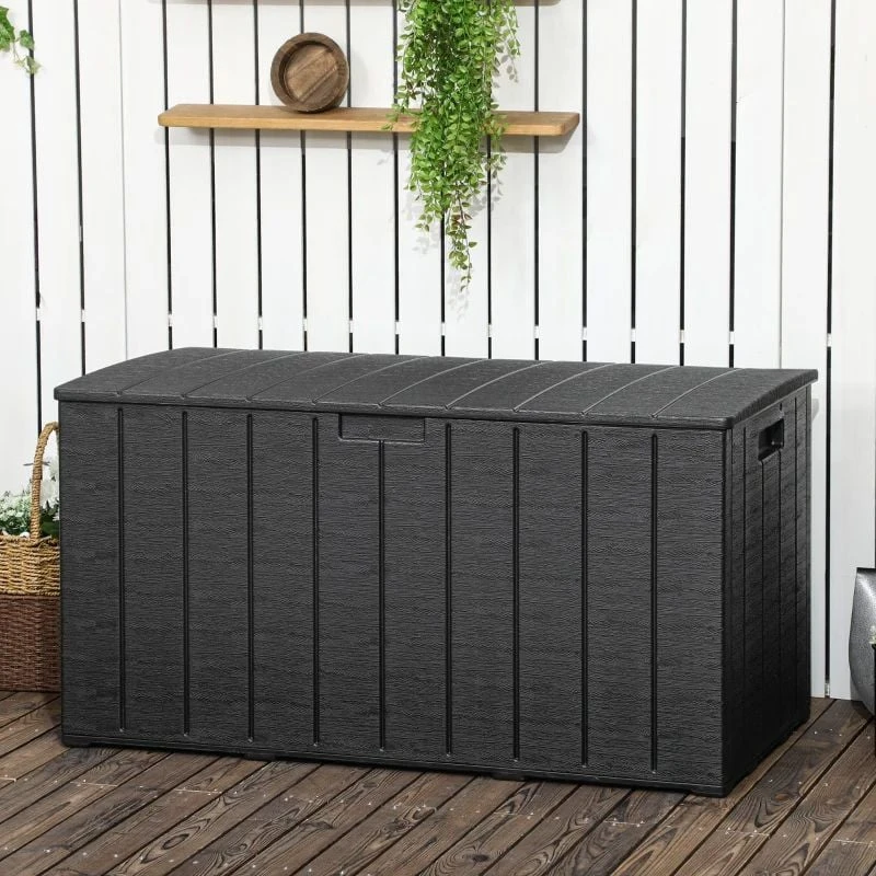 Outsunny 336 Litre Extra Large Outdoor Garden Storage Box - Black - 84G-122V00BK - Image 3
