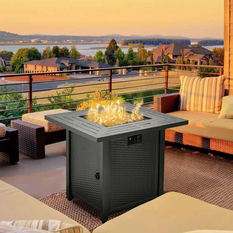 Outsunny Square Propane Gas Fire Pit Table 40000 BTU - Black - 842-260V70 - Image 10