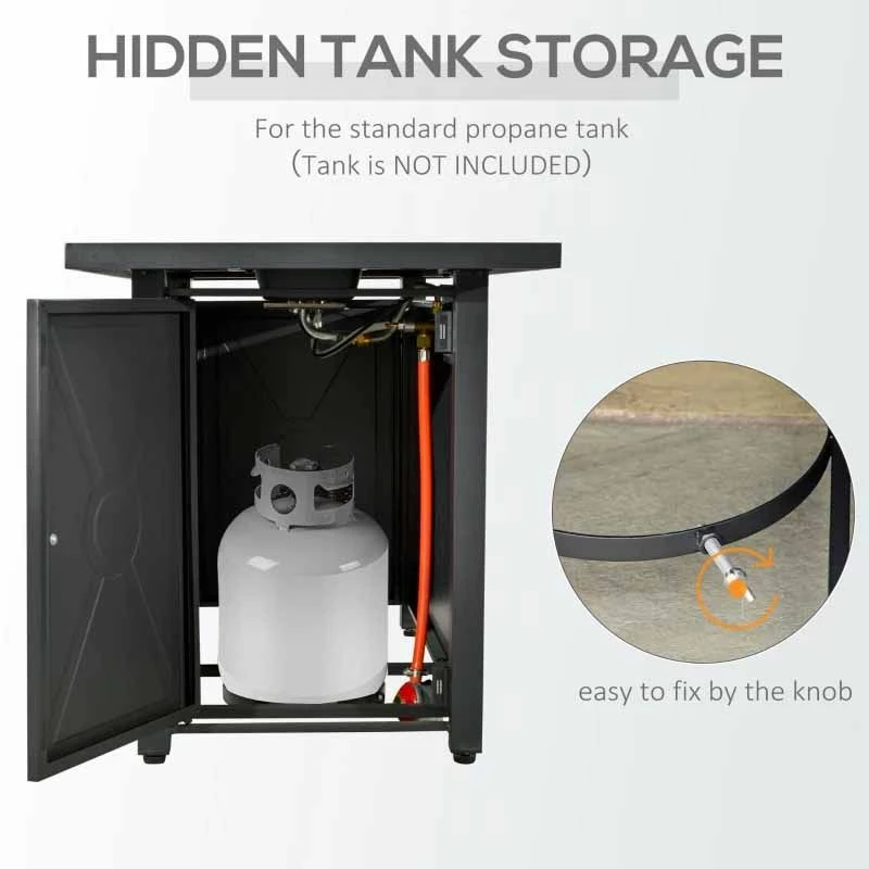 Outsunny Propane Gas Fire Pit Table 50000BTU - Black - 842-261V70 - Image 6