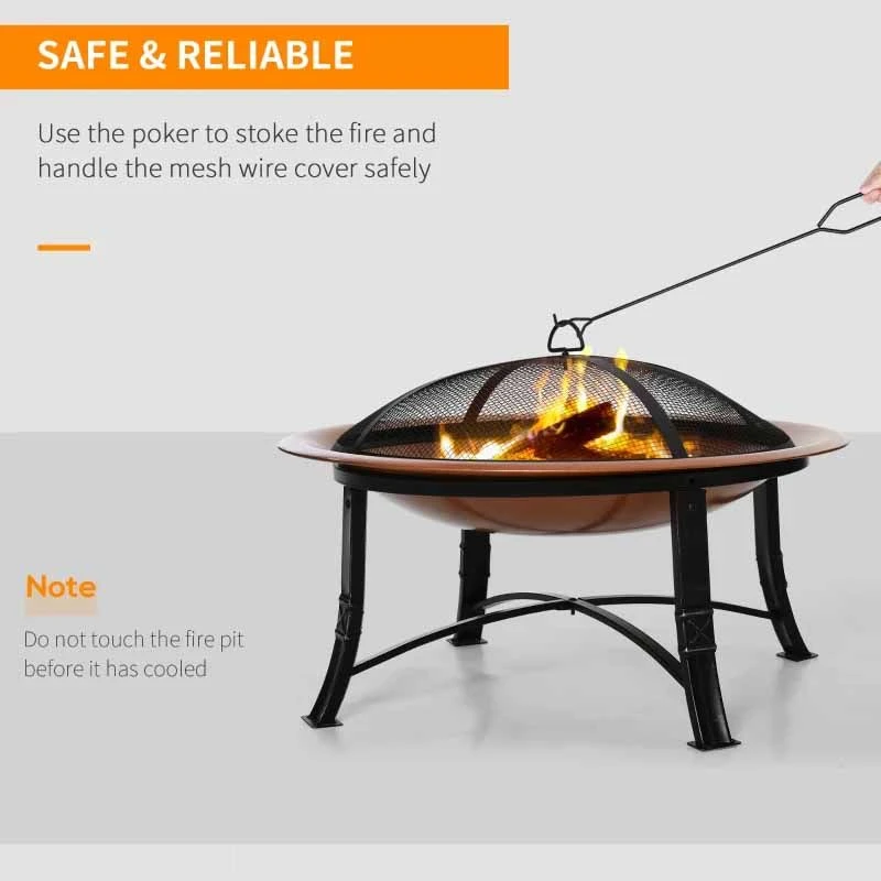 Outsunny Steel Outdoor Patio Fire Pit - Bronze/Black - 842-173 - Image 9