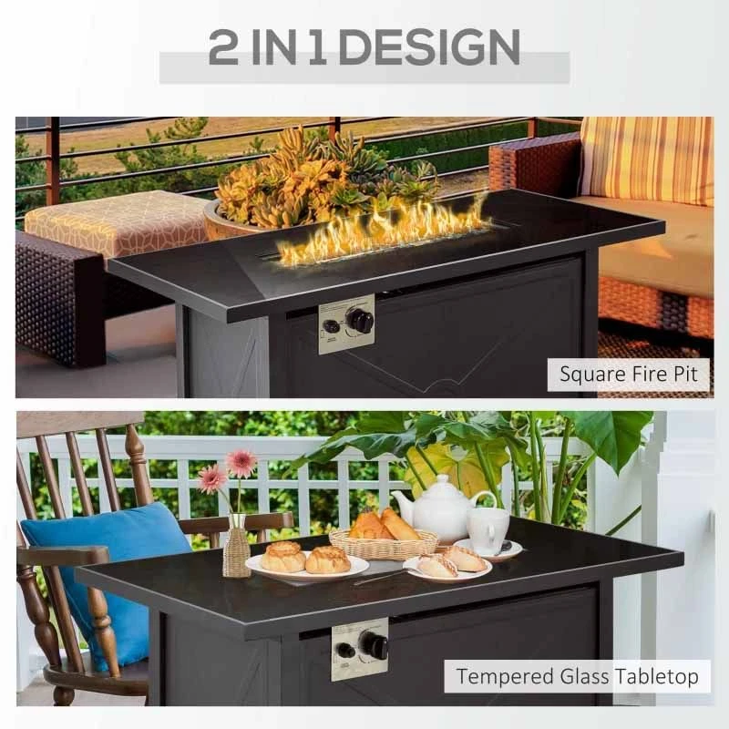 Outsunny Propane Gas Fire Pit Table 50000BTU - Black - 842-261V70 - Image 8