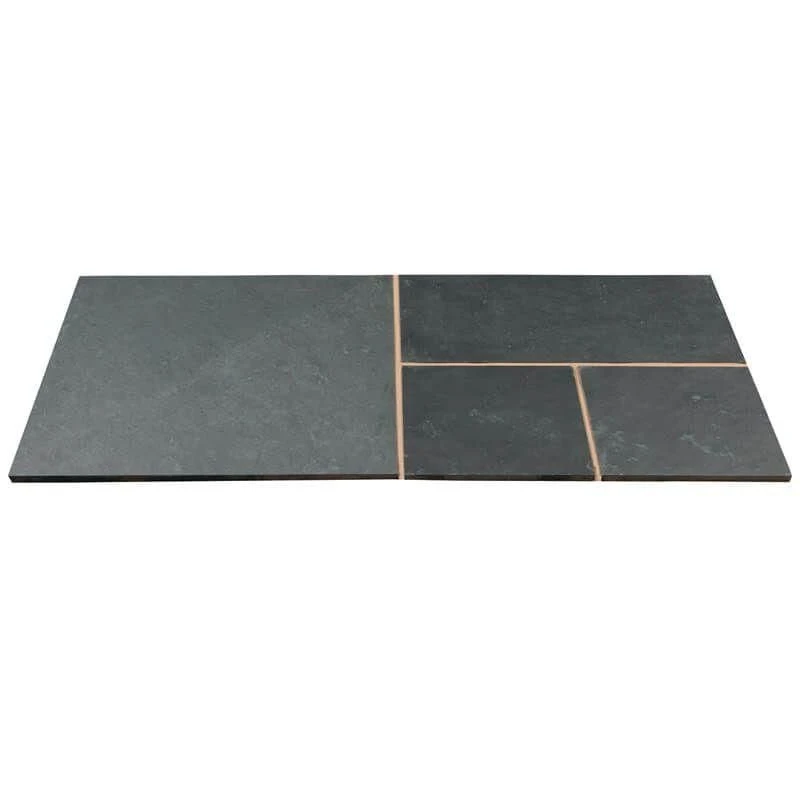 Brett Riven Slate Garden Paving Mixed Size Packs 22mm Patio Pack Of 48 - Olive Black - SLTLPOB