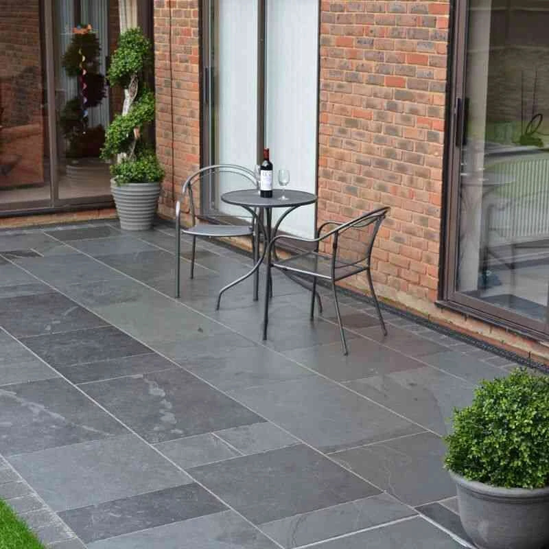 Brett Riven Slate Garden Paving Mixed Size Packs 22mm Patio Pack Of 48 - Olive Black - SLTLPOB - Image 2