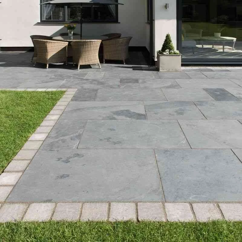 Brett Riven Slate Garden Paving Mixed Size Packs 22mm Patio Pack Of 48 - Olive Black - SLTLPOB - Image 3