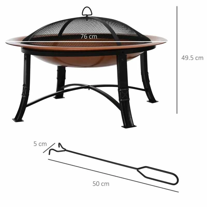 Outsunny Steel Outdoor Patio Fire Pit - Bronze/Black - 842-173 - Image 2