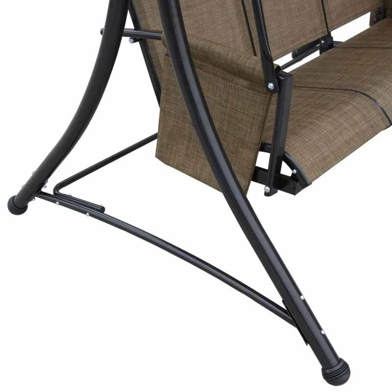 Outsunny 3 Person Porch Swing Chair With High Back - Brown - 84A-110V01 - Image 8
