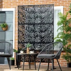 Outsunny 6.5ft Outdoor Privacy Screen With Stand And Ground Stakes - Black - 844-610V00BK