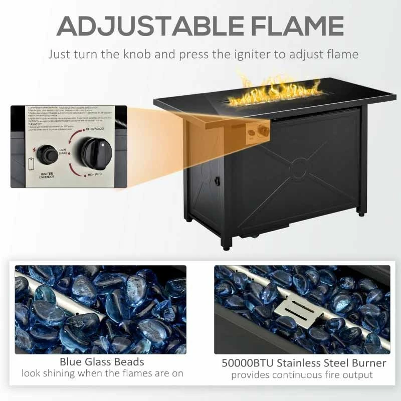 Outsunny Propane Gas Fire Pit Table 50000BTU - Black - 842-261V70 - Image 10